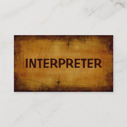 Interpreter antiker Visitenkarte (Vorderseite)