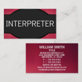 Interpreter Elegante Name Plate Visitenkarte (Vorne/Hinten)