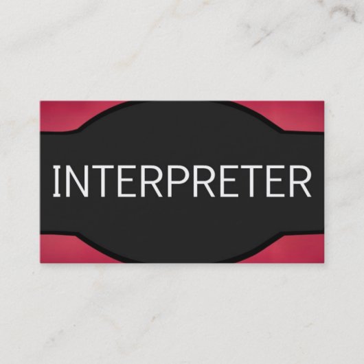Interpreter Elegante Name Plate Visitenkarte (Vorderseite)
