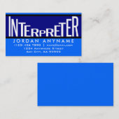 Interpreter Funky Text Blue Business Card Visitenkarte (Vorne/Hinten)