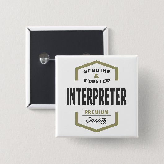 Interpreter Logo Geschenkideen. Button (Vorne & Hinten)