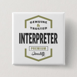 Interpreter Logo Geschenkideen. Button