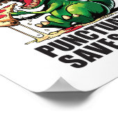 Interpunktion rettet Leben T-rex Pizza Schwarzer T Poster (Ecke)