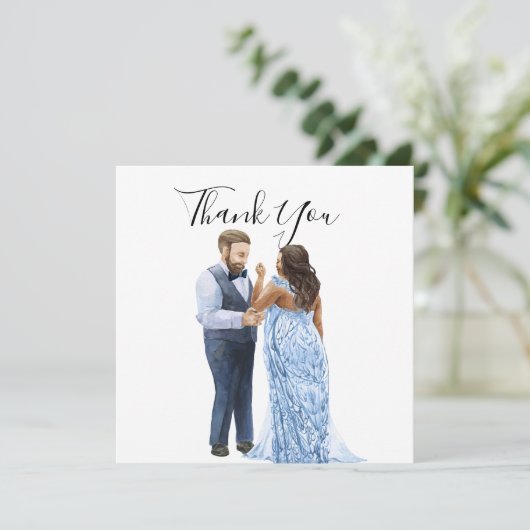 Interracial Couple Wedding Dankeschön Karten (Stehend Vorderseite)