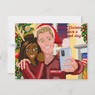 Interracial Couple Weihnachtskarte Karte