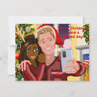 Interracial Couple Weihnachtskarte Karte