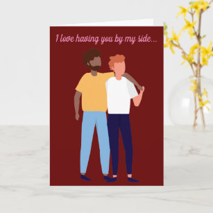 Interracial Gay Couple Happy Valentines Day LGBTQ Karte