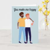 Interracial Gay Couple - Liebe Männer Valentinstag Karte (Gelbe Blume)