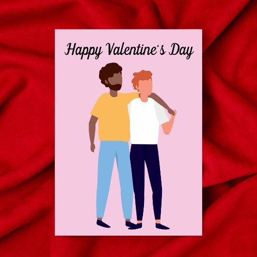 Interracial Gay Couple Two Men Valentine's Day Karte