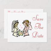 Interracial Lesbian Lovers Ankündigungspostkarte (Vorne/Hinten)