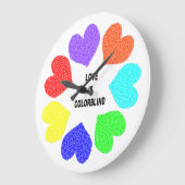 Interracial Love Rainbow Hearts Wall Clock Große Wanduhr (Winkel)