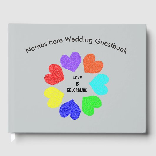 Interrassische Liebe Rainbow Hearts Wedding Guestb Gästebuch (Vorderseite)