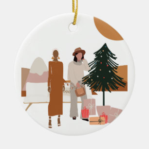 Interrassische Weibchen Weihnachten Keramik Ornament