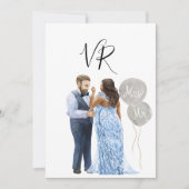 Interrassisches Illustriertes Paar Save the Date (Vorderseite)