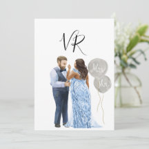 Interrassisches Illustriertes Paar Save the Date