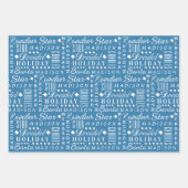 Interreligiöser Urlaub WordArt White On Blue Kids  Geschenkpapier Set (Vorderseite)