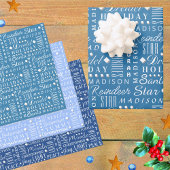 Interreligiöser Urlaub WordArt White On Blue Kids  Geschenkpapier Set