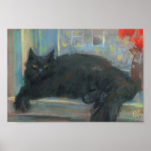 Interruptes Nickerchen, Schwarze Katze Impressioni Poster