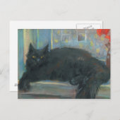 Interruptes Nickerchen, Schwarze Katze Impressioni Postkarte (Vorne/Hinten)