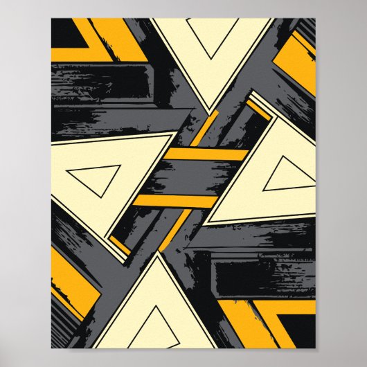Intersecting Triangular Forms in Yellow and Cream Poster (Vorne)