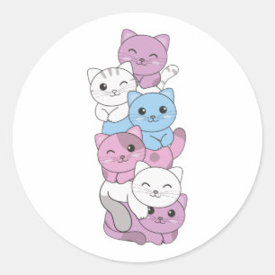 Intersex Flag Cat Pride Lgbtq Niedlich Cat Classic Runder Aufkleber