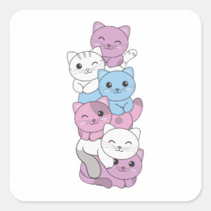 Intersex Flag Cat Pride Lgbtq Niedlich Cat Square  Quadratischer Aufkleber