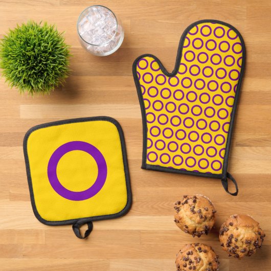 Intersex Flag Oven Mitt & Pot Holder Set (Oben Unten)