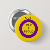 Intersex heraus lauter und stolzer Knopf Button (Vorne & Hinten)