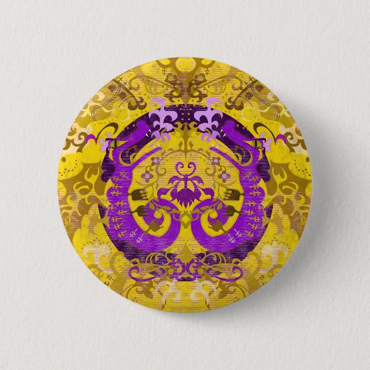 Intersex Pride Flag Farben Dragon Damask Button (Vorderseite)