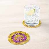 Intersex Pride Flag Farben Dragon Damask Runder Pappuntersetzer (Vor Ort)