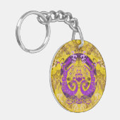 Intersex Pride Flag Farben Dragon Damask Schlüsselanhänger (Vorderseite links)