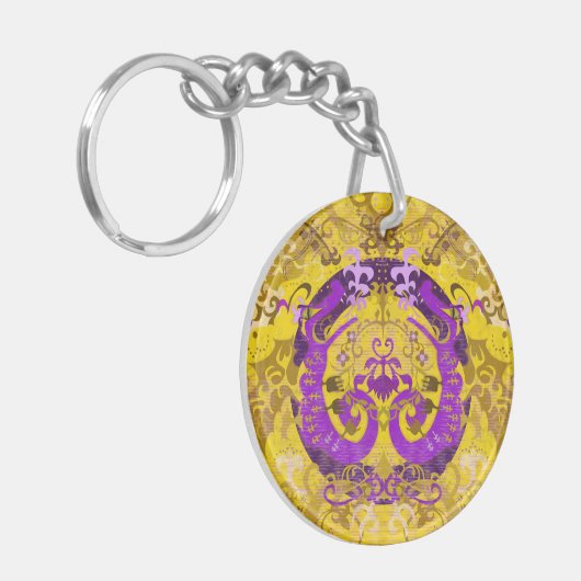 Intersex Pride Flag Farben Dragon Damask Schlüsselanhänger (Vorderseite links)