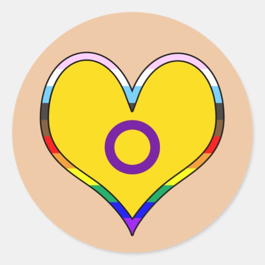 Intersex Pride Heart Classic Round Sticker (Vorderseite)