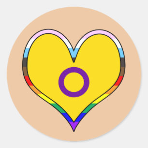Intersex Pride Heart Classic Round Sticker