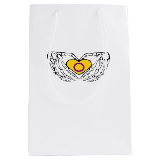 Intersex Pride Skeleton Halloween Goth Heart Class Mittlere Geschenktüte (Vorderseite)