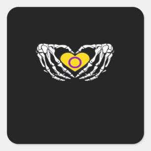Intersex Pride Skeleton Halloween Goth Heart Class Quadratischer Aufkleber