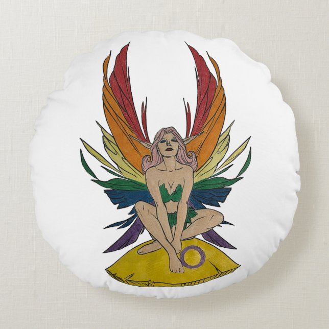 Intersexuelle Fee Rundes Kissen (Vorderseite)