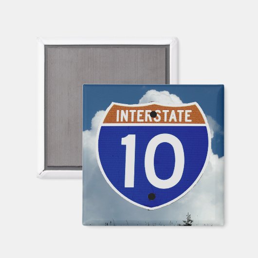 Interstate 10 Highway Shield, Clouds and Sky Magnet (Vorderseite/Rückseite)