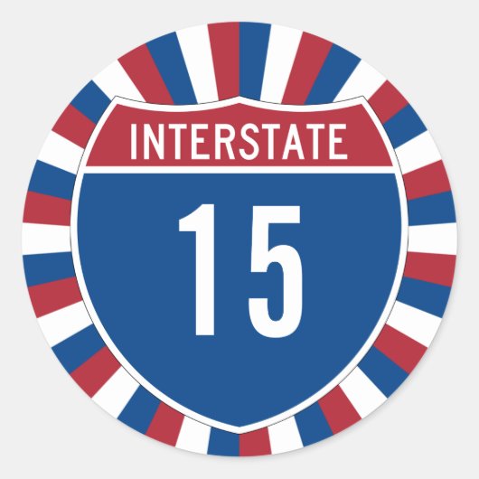 Interstate 15 runder aufkleber (Vorderseite)