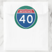 Interstate 40 (I-40) Highway Sign (Packung mit 6/2 Runder Aufkleber (Tasche)