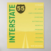 Interstate 55 (I-55) Poster (Gelb) (Vorne)