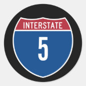 Interstate 5 runder aufkleber (Vorderseite)