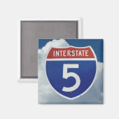 Interstate 5 Schild, Wolken Hintergrund Magnet (Vorderseite/Rückseite)