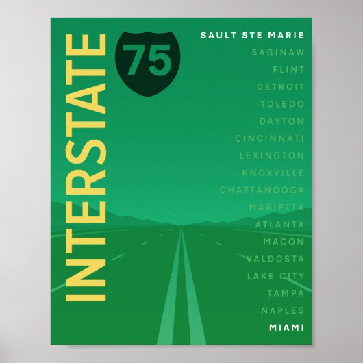 Interstate 75 (I-75) Poster (grün) (Vorne)