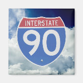 Interstate 90 Shield against Blue Sky with Clouds Magnet (Vorne)