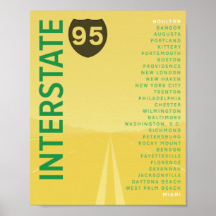 Interstate 95 (I-95) Poster (Gelb)