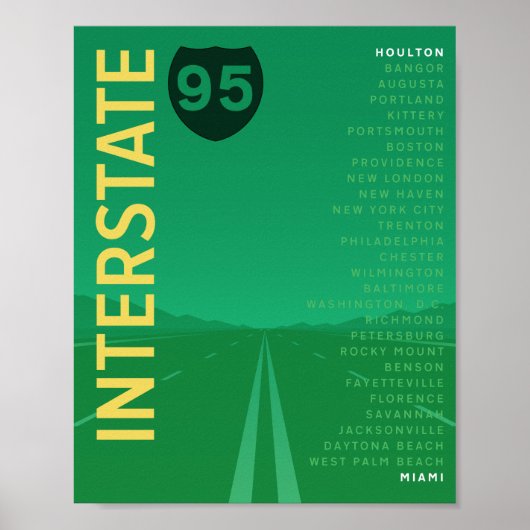 Interstate 95 (I-95) Poster (grün) (Vorne)