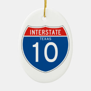 Interstate Sign 10 - Texas Keramikornament