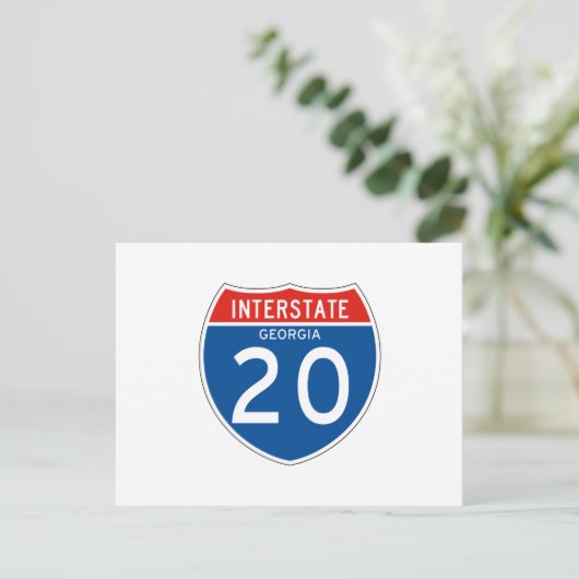 Interstate Sign 20 - Georgien Postkarte (Stehend Vorderseite)