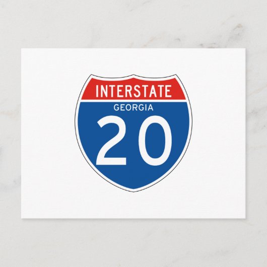 Interstate Sign 20 - Georgien Postkarte (Vorderseite)
